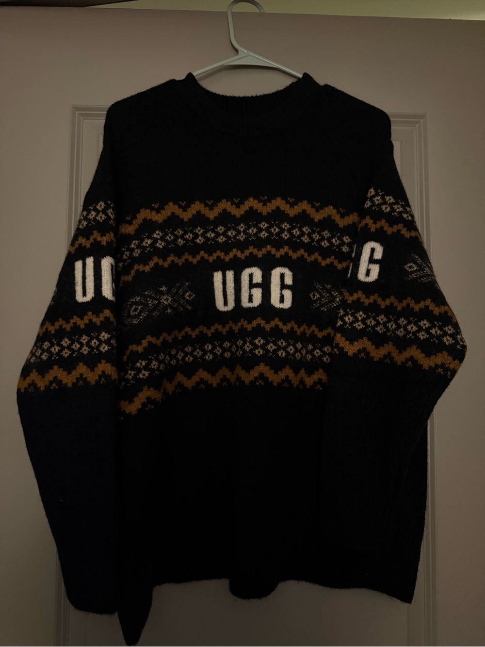 NWT ALL GENDER UGG  Black, Mustard & Cream Fair Isle Crewneck Sweater